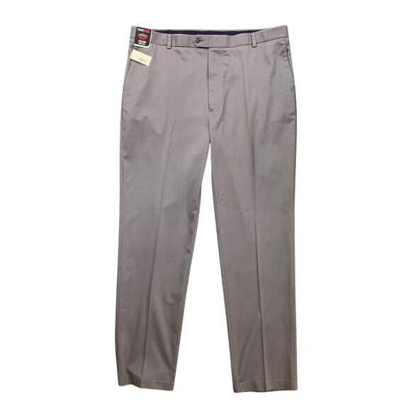 Rountree & Yorke Pants Mens 42 Tall Steel Travel Smart Classic Fit Flat Front - Picture 1 of 11